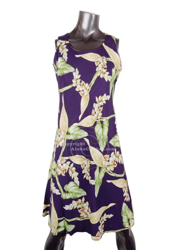 Shell Ginger Women's Short Tank Flared Hawaiian Dress